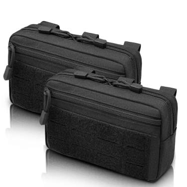 Imagem de Pacote com 2 bolsas Molle – Bolsa tática compacta resistente à água para colete, mochila, cinto tático, coletes táticos