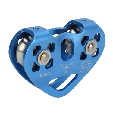 Imagem de Bloco de Polia Dupla, Polia de Slackline Com Kit de Polia de Cabo de Liga de Alumínio de Alta Resistência para Escalada (Azul)