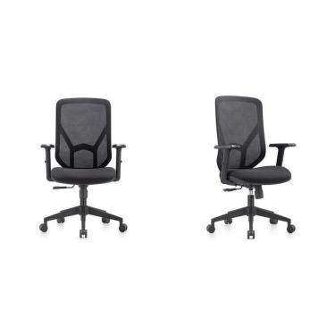 Imagem de Kit 2 Cadeiras De Escritório Giratórias Diretor Alpha Com Braços Ajustáveis Preto