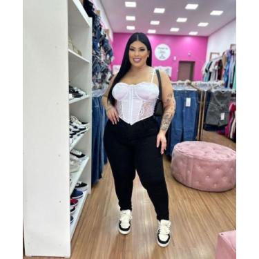 Imagem de Calça Jeans Feminina Plus Siza Skinny, Preto, 50