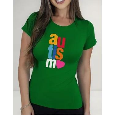 Imagem de Camiseta Camisa Algodão Feminina Masculina Adulto Campanha Abril Azul 