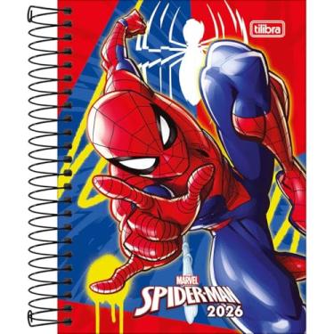 Imagem de Tilibra - Agenda Espiral Diária 11,7 x 16,4 cm Spider-Man 2026 - Fundo Vermelho e Azul
