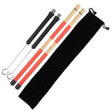 Imagem de RiToEasysports Conjunto de Escova de Baqueta de Fio de Metal Retrátil, Bastão de Jazz Com Baquetas de 19 Barras para Acessórios de Percussão e Conjunto de Bateria de Saco de Pelúcia e Baterista de