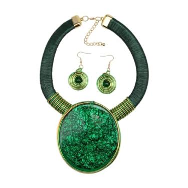 Imagem de Conjunto de brincos com pingente de cristal grande para mulheres, festivais de flores, cor dourada, corrente de metal, joia étnica tribal, middle, Acrílico Resina Cristal, Sem Pedra Preciosa