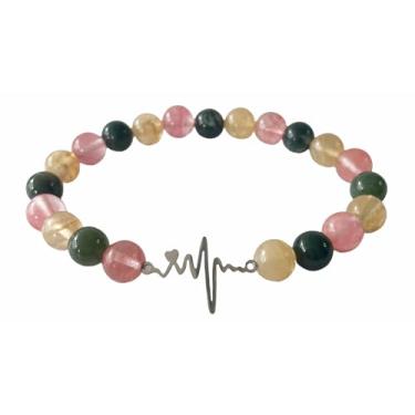 Imagem de Pulseira de batimento cardíaco delicada pulsação de amor fiel batimento cardíaco joia batimento cardíaco do amor pulseira elegante presente de enfermeira, Medium, Sem Pedra Preciosa