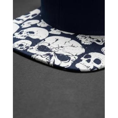 Imagem de Boné Caveira Skull Aba Reta Snapbrack Adulto - Blackchic, Marinho