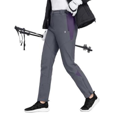 Imagem de Little Donkey Andy Calças femininas forradas com lã impermeável softshell para caminhadas, esqui, snowboard, A. cinza, M