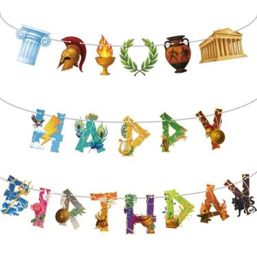 Imagem de Greek Gods Happy Birthday Banner, Greek Mythology Happy Birthday Banner, Ancient Greece Decor for Party (Pre-Assembled)
