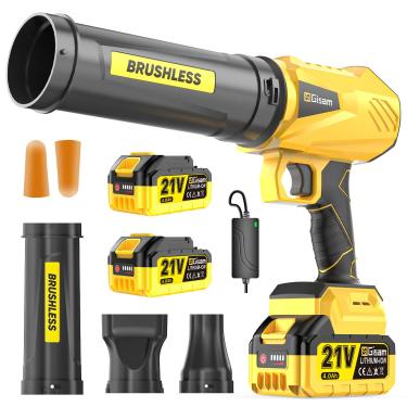 Imagem de Soprador de folhas sem fio, soprador de folhas Gisam sem escova, pequeno soprador elétrico para quintal de carro, gramado