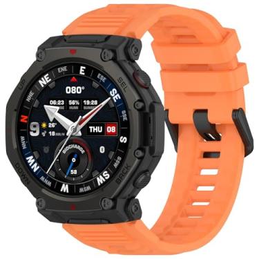 Imagem de Pulseira para relógio Amazfit T-Rex3 Pro, feminina, masculina, de silicone ajustável, de liberação rápida, adequada para relógio inteligente Amazfit T-Rex 3 Pro de 48 mm (laranja)