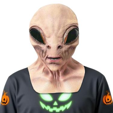 Imagem de Grymthvz Máscara Alienígena, Máscaras Realistas De Encontro Extraterrestre Com Ovnis, Acessórios Para Festa À Fantasia Halloween E Carnaval - Marrom
