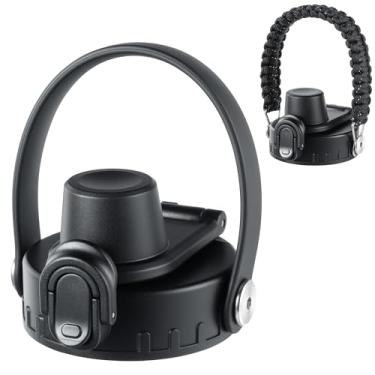 Imagem de Tampa para Hydroflask 32 40 1,8 g boca larga, tampa de substituição com alça flexível compatível com garrafa infantil Hydro Flask 12 16 590 g, livre de BPA, lavável na lava-louças, acessórios