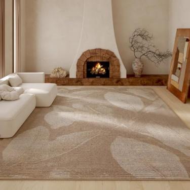 Imagem de Tapete de pelúcia para decoração de sala de estar, cor caramelo, para quarto, estilo americano retrô, com flores, tapete grosso para sala de estar (200x300 cm/D)