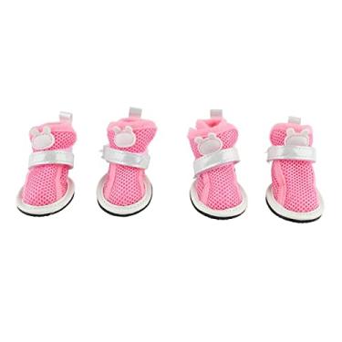 Imagem de GLOGLOW Sapatos Leves Respiráveis ​​com Malha de Cachorro, Evitando Escorregar Sem Escorregar o Filhote No Verão de Bichon Teddy, 4 X (Rosa)