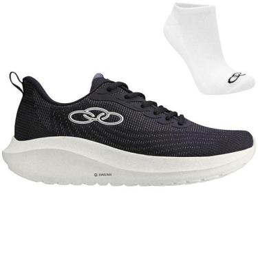Imagem de Kit Tênis Olympikus Acqua Feminino e Meia, 35, Preto, Branco, Feminino