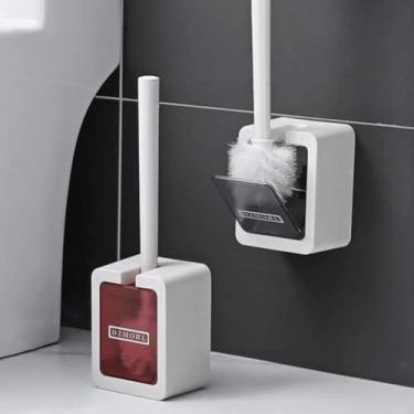 Imagem de Escova Sanitária Plástico Escovinha De Vaso Sanitário Vassourinha De Banheiro Com Suporte Parede - Sortido