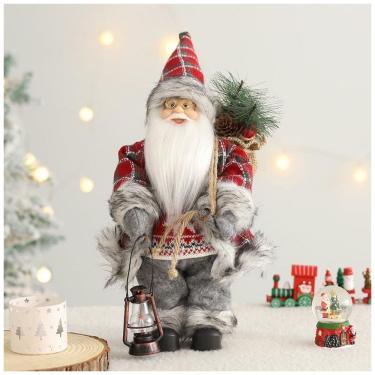 Imagem de Enfeite de Papai Noel, Estátua de Natal em Pé com Lamparina de Querosene e Saco para Decoração de Natal em Casa,Enanal