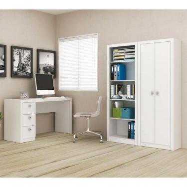 Imagem de Conjunto Escritorio Completo 3 Peças Cj5 Branco Branco - TECNO MOBILI