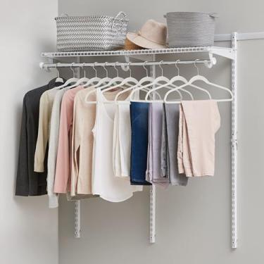 Imagem de Rubbermaid Configurations Kit de armário personalizado, prateleiras de arame de metal ajustáveis, acabamento branco, sistema de organização expansível, ferragens incluídas, para armário de