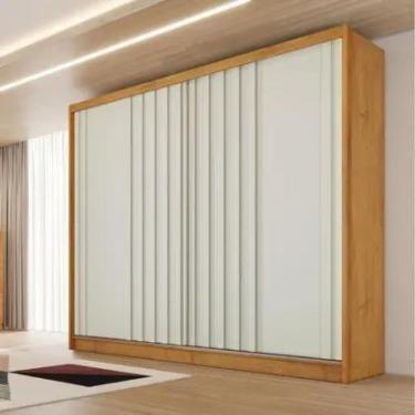 Imagem de Guarda Roupa Casal 2 Portas de Correr 4 Gavetas Ripado Galati Made Mar