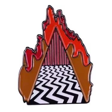 Imagem de Twin Peaks Red Room Fire Walk with Me Pyramid Portal Door Agent Dale Cooper Owl Cave Black Lodge Floor Design David Lynch TV Show 3.0 cm esmalte distintivo