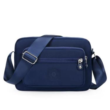 Imagem de Bolsa de ombro feminina de nylon com vários zíperes, mochila multicamadas, bolsa de lona de grande capacidade, adequada para viagens, Cor - 01, 9 x 20 x 1.5 cm