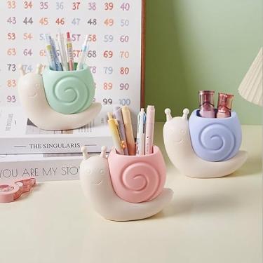 Imagem de Bonito suporte de papelaria, bonito organizador de mesa para artigos de papelaria, pincéis de maquiagem, escova de dentes e materiais de arte, perfeito para escritório, casa, decoração escolar, rosa