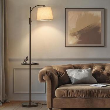 Imagem de Luminária de chão AIDENOEY 158 cm, bandeja de sombra de linho reguláve