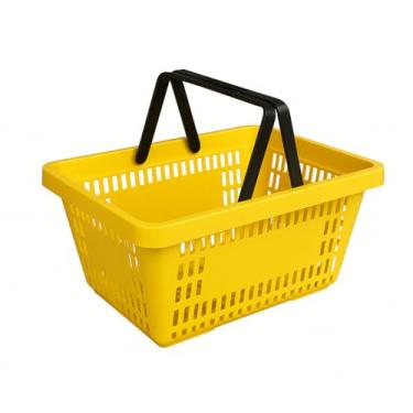 Imagem de Kit 6 Cesta Cestinha Plastica Reforçada Supermercado Mercado 15 Litros (Amarelo)