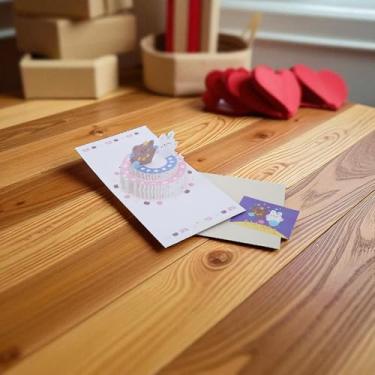 Imagem de 1 pç cartão de felicitações 3D Space Bears papel azul profundo 15,6 x 15,4 x 1 cm