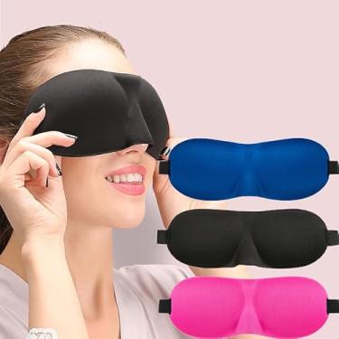 Imagem de Máscara de dormir para dormir de costas e de lado, pacote com 3, máscara ocular com bloqueio de luz 3D para dormir, proteção ocular de pressão zero para mulheres e homens, venda noturna leve
