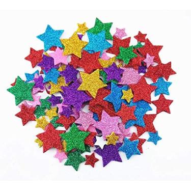 Imagem de 200 peças de adesivos de estrela de espuma de glitter adesivos coloridos autoadesivos adesivos de parede roupas de parede artesanato decoração de festa de aniversário suprimentos