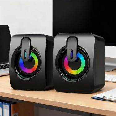 Imagem de Alto-falantes de computador, caixa de som, microfone com fio USB para computador desktop