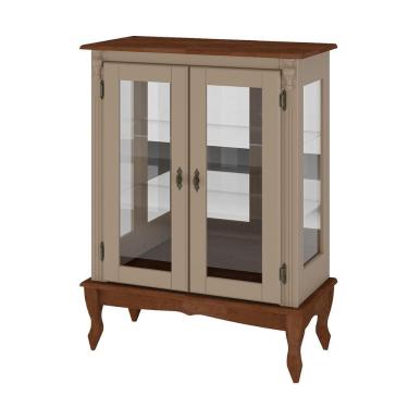 Imagem de Cristaleira Com Espelho Clássica Em Madeira - 2 Portas E 2 Prateleiras Com Pés Luiz Xv