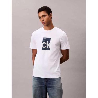 Imagem de Camiseta Calvin Klein Monogram Logo Center Box Graphic Branca 4RC826G-110-Masculino