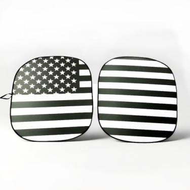 Imagem de Para-brisa de carro, bandeira americana decoração mantém o carro fresco capa de proteção solar, bloqueador de calor de pano revestido de prata dobrável, acessórios portáteis de verão ao ar livre para