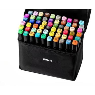 Imagem de 12/24/36/48/60/80 Cores Caneta Marcadora Com Ponta Dupla/Pintura Arte/Aquarela/Material Escolar/Escritório (C60)