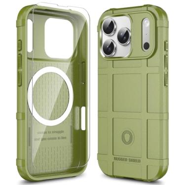 Imagem de LABILUS Capa protetora tática resistente ao desgaste magnética resistente a quedas de 2,4 m Rugged Shield para MagSafe compatível com iPhone 17 Pro (6,3 polegadas) - Verde exército