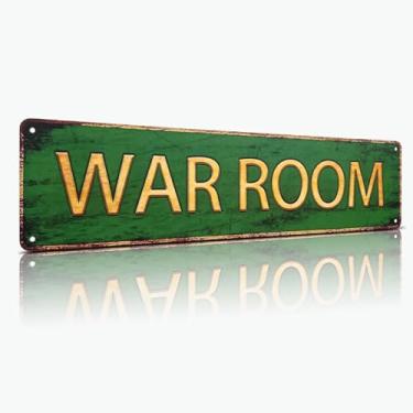 Imagem de Placa de metal WAR ROOM – Decoração de parede de alumínio vintage para bar, sala de jogos, garagem, academia – Placa de motivação tática – 10 x 40 cm, fácil de pendurar