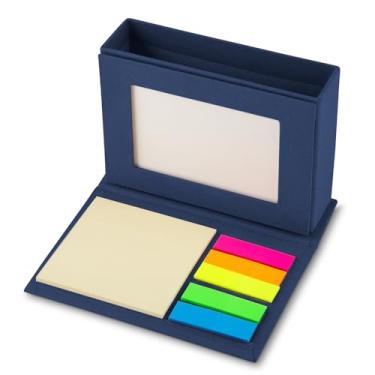 Imagem de Kit com 10 Mini Cadernos Ecológicos com Sticky Notes, Porta-Canetas e Porta-Retrato – Papelão Reciclado – Blocos Autocolantes Coloridos (Azul)