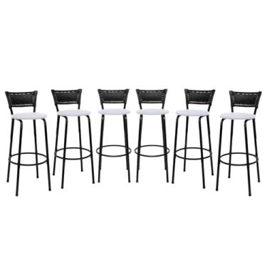 Imagem de Conjunto Premium Cadeiras Banquetas Bancos Gourmet Bistrô Americana Bancada Bar 6 Unidades - Itagold (Branco)