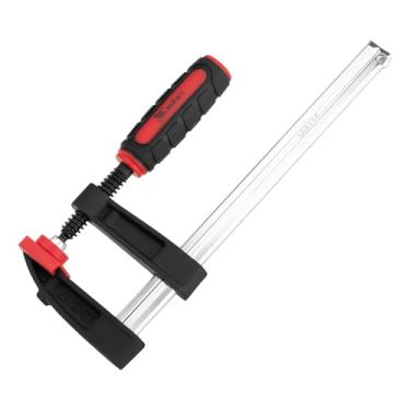 Imagem de MTX Grampo Para Carpinteiro 150 × 50 × 210 Mm – Corpo Em Aço Carbono Com Guia Rígida, Mordentes Antimarca Em Plástico, Braço Deslizante Com Parafuso De Aperto, Ideal Para Marcenaria E Montagem