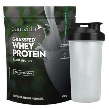 Imagem de Whey Protein Concentrado Neutro 450g Coqueteleira - PuraVida