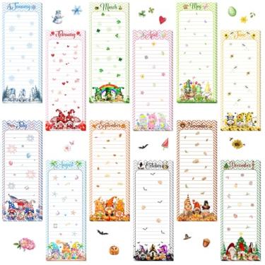 Imagem de Eaasty 12 blocos de notas magnéticos de Natal para geladeira, gnomo, lista mensal de compras magnéticas, 9 x 8,5, blocos de notas magnéticas, 30 folhas por bloco, lista de compras para fazer de