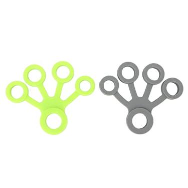 Imagem de Maca de dedo silicone alta elasticidade portátil mão dedo exercício banda para guitarristas e trabalhadores de escritório verde cinza 2 pçs 8.8lb