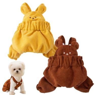 Imagem de PayaSnug 2 peças de macacão de cachorro para cães pequenos, macacão de veludo cotelê, macaquinho macio para outono e inverno, macacão de cachorro fofo para roupas confortáveis para animais de