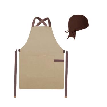 Imagem de Avental Bege e Bandana Marrom Chef Cozinha Bistro Bar