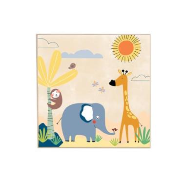 Imagem de Quadro Infantil Animais 40×40 cm – Moldura Filete Tendência, Arte Divertida para Decoração de Quarto de Bebê ou Criança