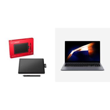 Imagem de Mesa Digitalizadora One By Wacom CTL472, Pequena, Pen LP-190K, Preto e Vermelho + Samsung Galaxy Book4 Intel® Core™ i5-1335U, Windows 11 Home, 8GB, 256GB SSD, Iris Xe, 15.6'' Full HD LED, 1.55kg*.