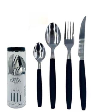 Imagem de Kit 16 Peças Jogo De Talheres De Mesa Preto